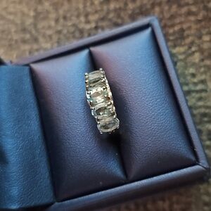 Blue topaz sterling silver 5 stone ring